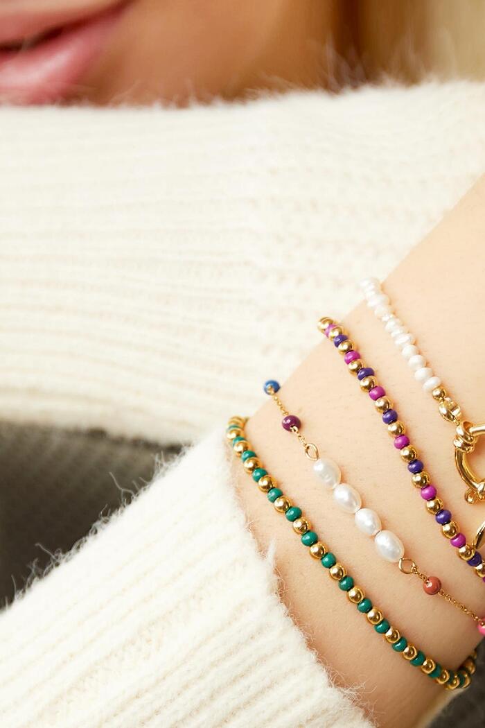 Bracelet en acier inoxydable perles et perles Argenté Image3